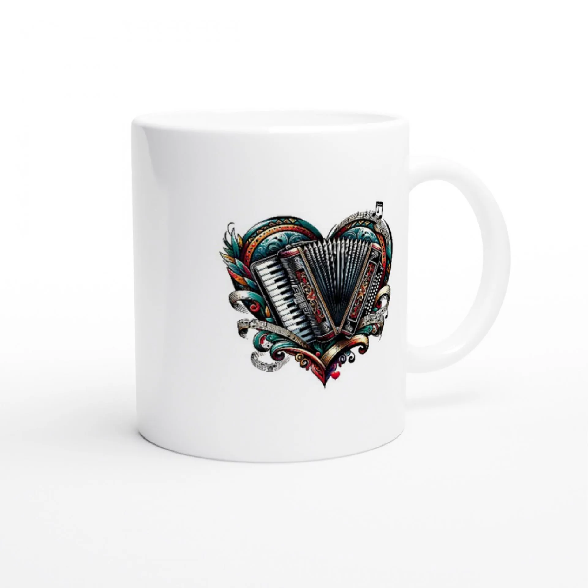 Mug with vibrant accordion illustration