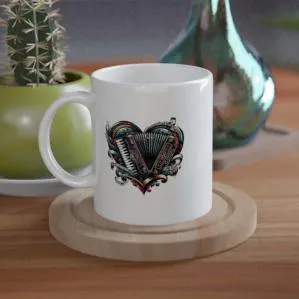 Mug with vibrant accordion illustration