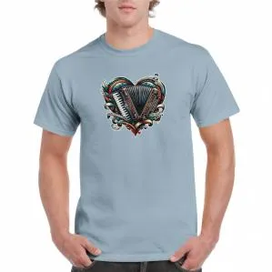 T-shirt with vibrant accordion illustration