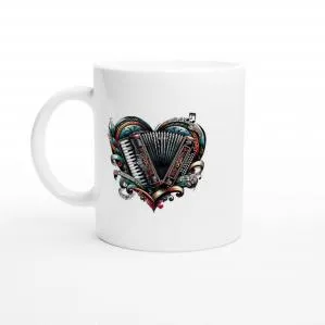 Mug with vibrant accordion illustration